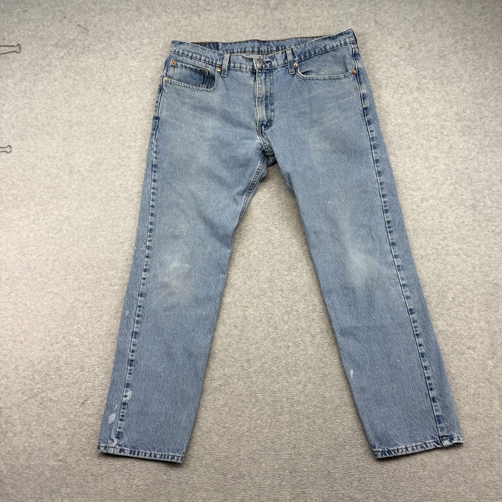 Levi's 502 Mens Regular Tapered Fit‎ Jeans 36X32 Light Blue Wash Denim Stretch